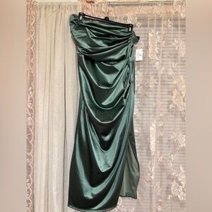 Elegant Green Satin Gown
